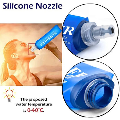 🟡 Botella de agua de 500ml, matraz blando plegable de TPU, bolsa para botella de agua deportiva, botella de agua plegable para correr, acampar y hacer senderismo