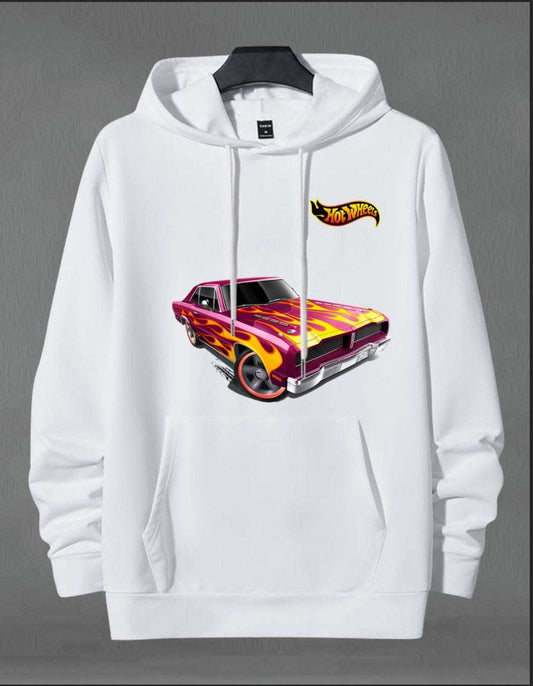 Buzo Buso Saco, Hoodie hot wheels blanco