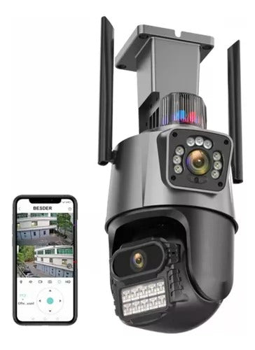 Cámara V380 de doble lente, detección humana, visión nocturna, vídeo de seguridad impermeable, cámara IP, Monitor CCTV con batería de 8MP 4K