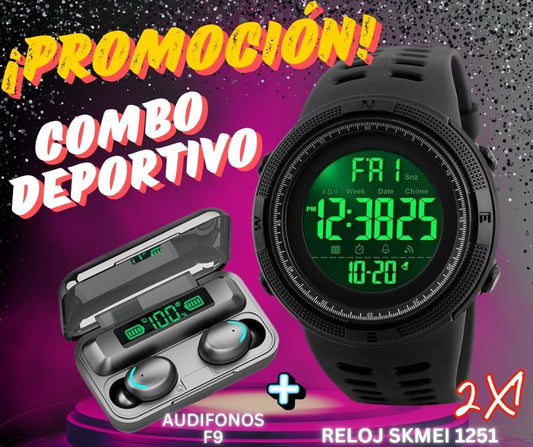 Combo Audífonos + Reloj Deportivo