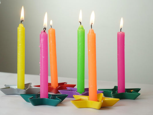 Combo Navidad 20 velas + 20 porta velas estrellas