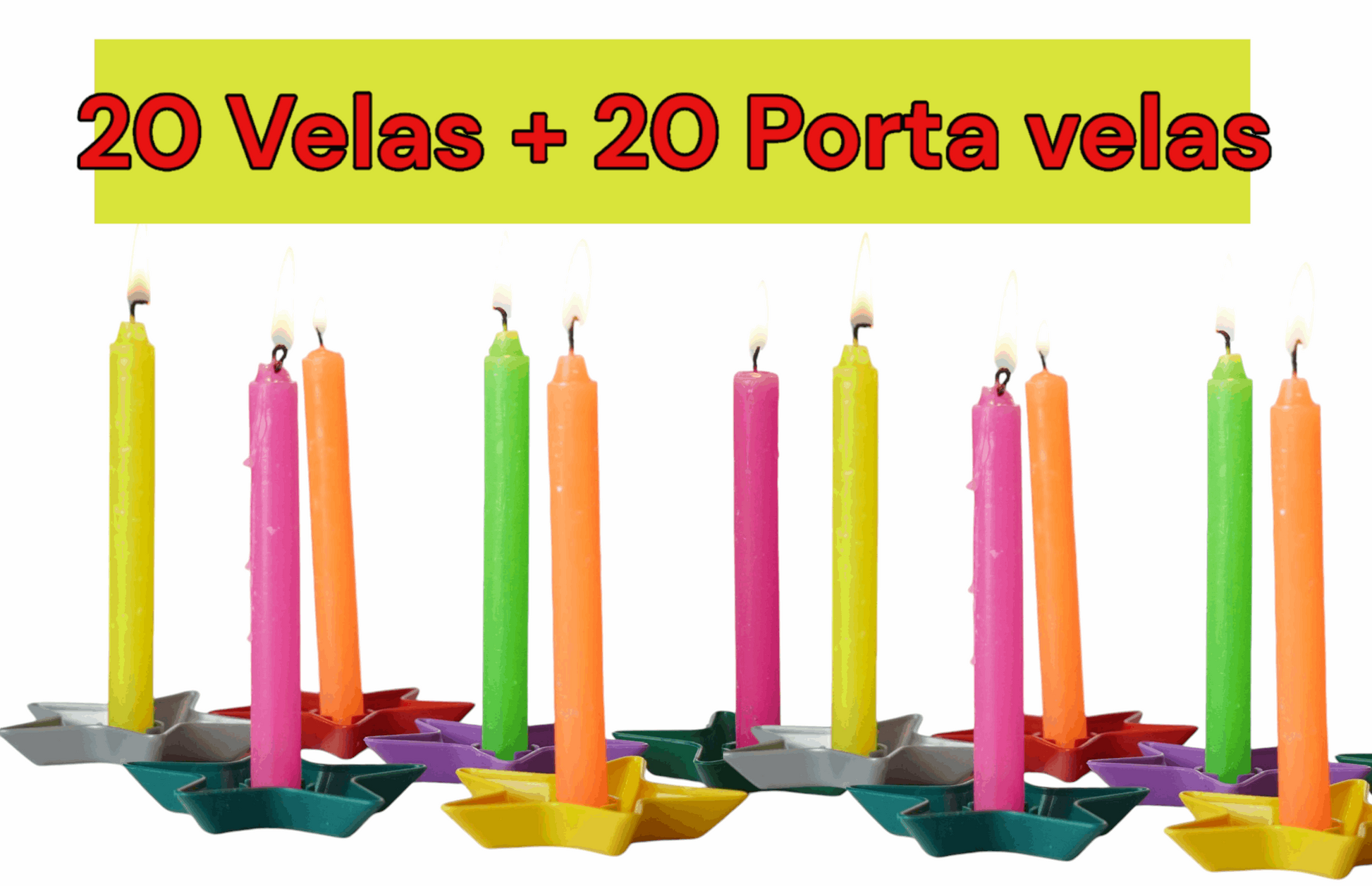 Combo Navidad 20 velas + 20 porta velas estrellas
