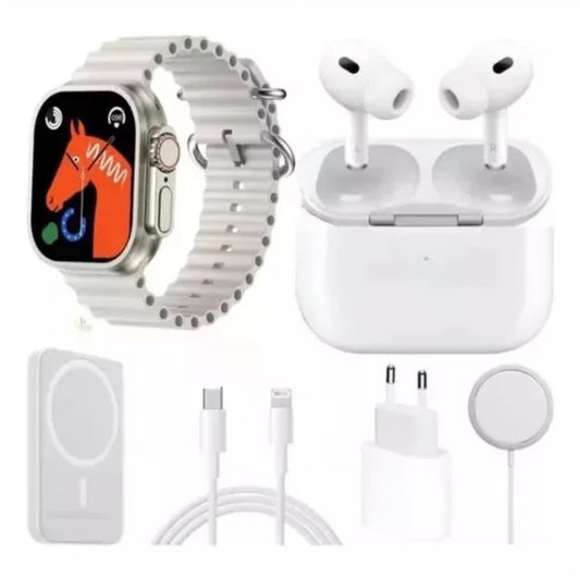 Combo Reloj X8 Ultra + Audífonos + Batería Power Bank + 5 Accesorios   Set 8 en 1