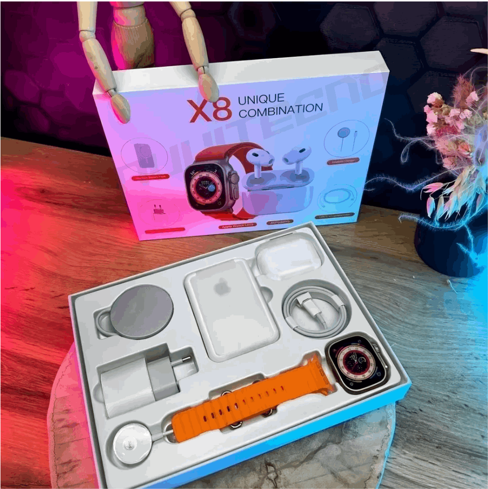 Combo Reloj X8 Ultra + Audífonos + Batería Power Bank + 5 Accesorios   Set 8 en 1