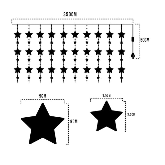 Cortina Luz Led Estrellas 4x2Mts Navidad