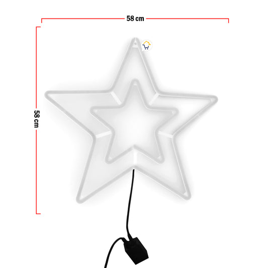 Estrella Luz Neón 5 Puntas Ventana Puerta Navidad Azul