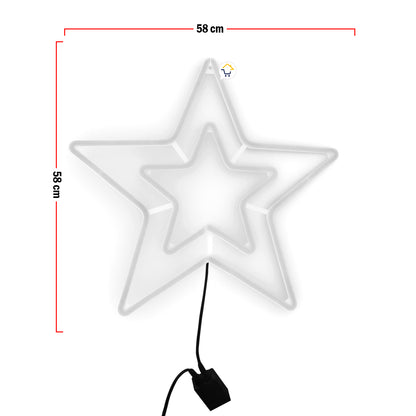 Estrella Luz Neón 5 Puntas Ventana Puerta Navidad Cálida