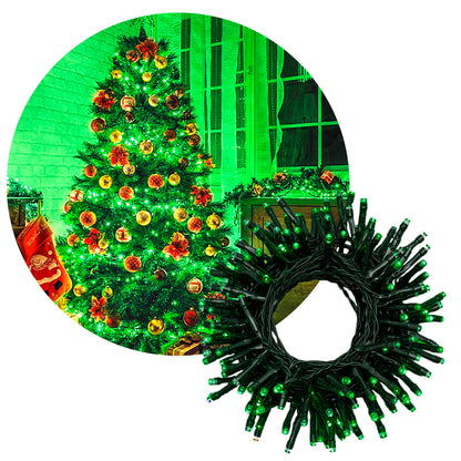 Extensión Luz LED Lineal 14mts Cable Verde 200 Luces Verde