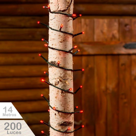Extensión Luz LED Lineal 200 Luces 14mts Cable Verde Rojo