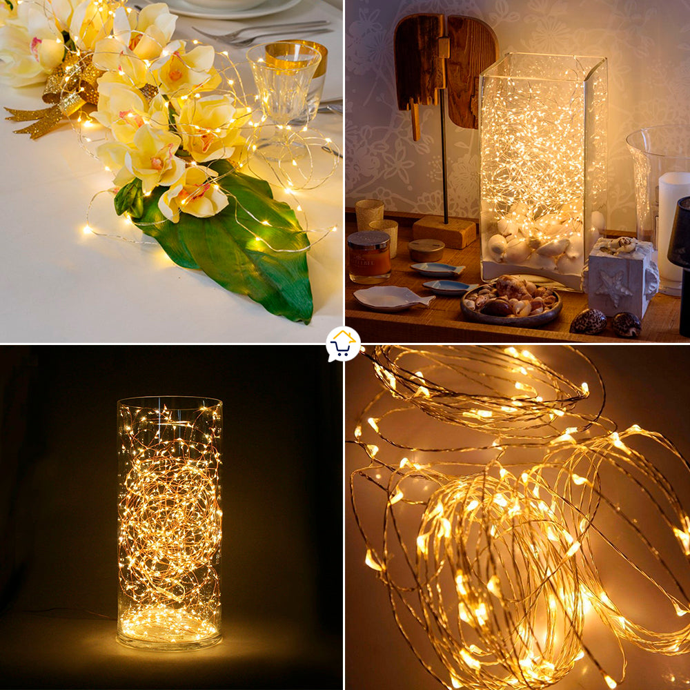 Extensión Micro LED Lineal 10 Mts 100 Luces Navidad Cálida