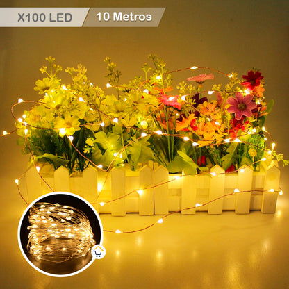 Extensión Micro LED Lineal 10 Mts 100 Luces Navidad Cálida