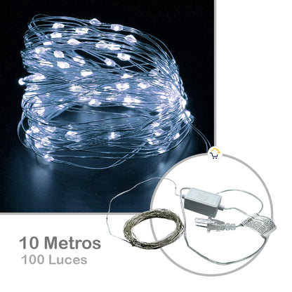 Extensión Micro LED Lineal 10mts 100 Luces Navidad Blanco