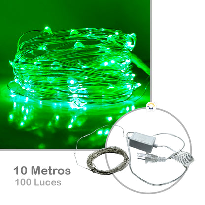 Extensión Micro LED Lineal 10mts 100 Luces Navidad Verde
