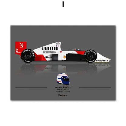 🟡 Fórmula 1 Race Track F1 Car Racing Helmet arte de pared, pintura en lienzo, carteles nórdicos e impresiones, imágenes de pared para decoración de sala de estar y habitación
