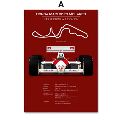 🟡 Fórmula 1 Race Track F1 Car Racing Helmet arte de pared, pintura en lienzo, carteles nórdicos e impresiones, imágenes de pared para decoración de sala de estar y habitación