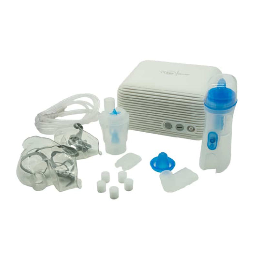 🟡 Nebulizador para adultos y pediátrico niños nube 3000 + Lavador nasal + Caretas + Estuche