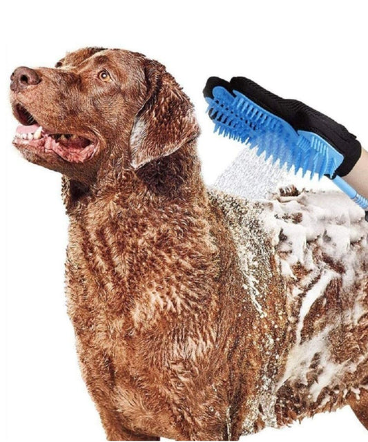 Guante más manguera para baño de mascota