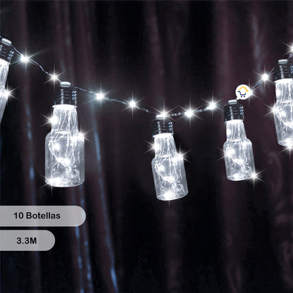 Guirnalda Luces Micro Led Botellas x10 Navidad 3.3 Mts