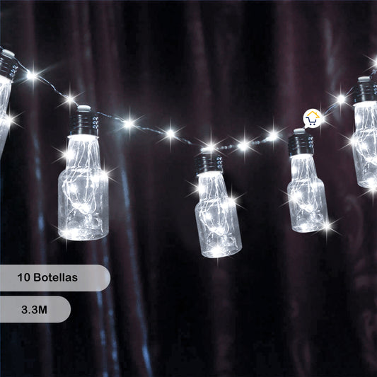 Guirnalda Luces Micro Led Botellas x10 Navidad 3.3 Mts