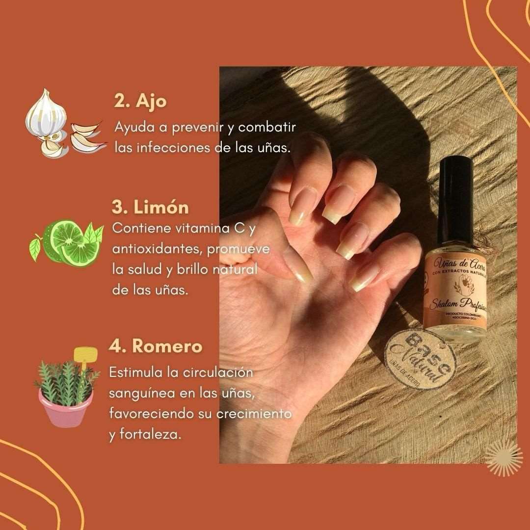 Kit Uñas De Acero Natural 8 productos esmaltes y tratamiento todo en 1 kit