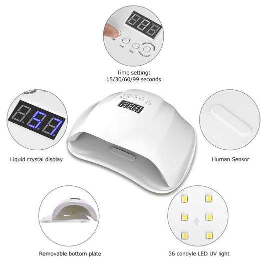 Lámpara secador de uñas 72W para 2 manos