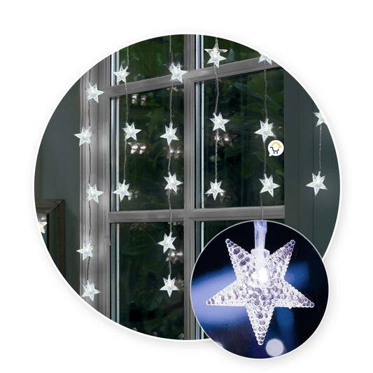 Luces Led Estrellas 3 Mts Extensión Cortina Luz Navidad Blanco