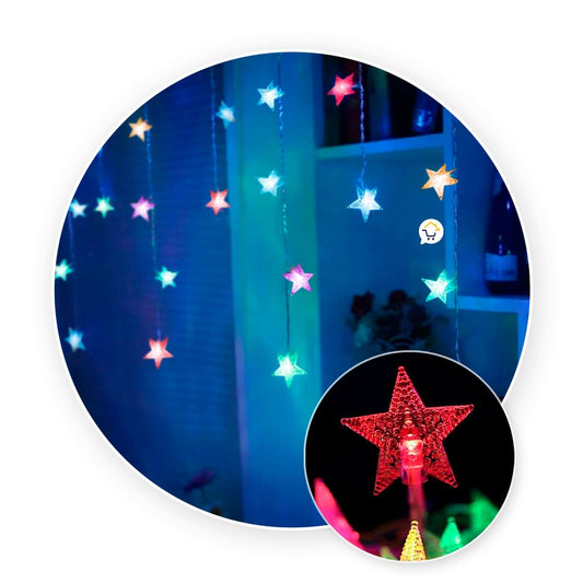 Luces Led Estrellas 3 Mts Extensión Cortina Luz Navidad Multicolor