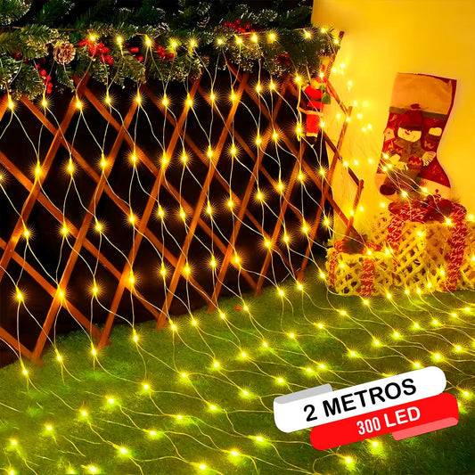 Luces Malla LED 300 Luces 2x1.8 Mts Luz Navidad