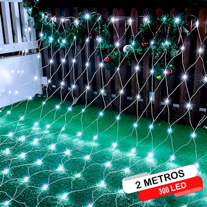 Luces Malla LED 300 Luces 2x1.8 Mts Luz Navidad