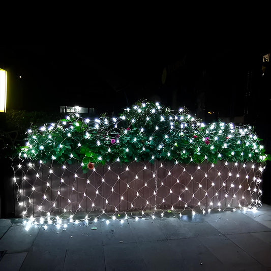 Luces Malla LED 480 Luces 4x1 Mts Luz Navidad Blanco Cable Transparente