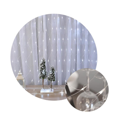 Luces Malla LED 480 Luces 4x1 Mts Luz Navidad Blanco Cable Transparente