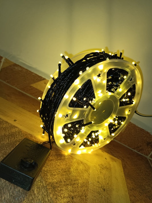 Luces led navideña 100Mts cálida cable verde