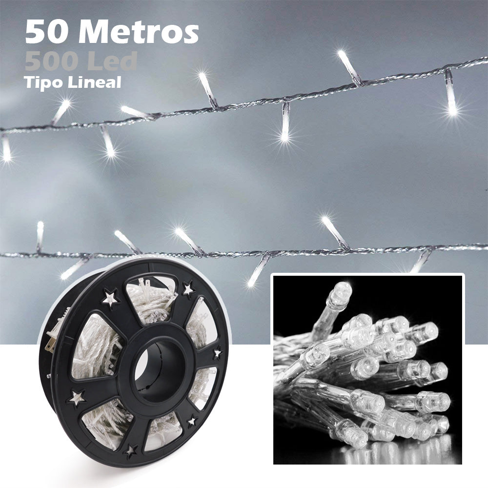 Luz Led Lineal 50 Mts 500 Led Blanca Luces Navidad