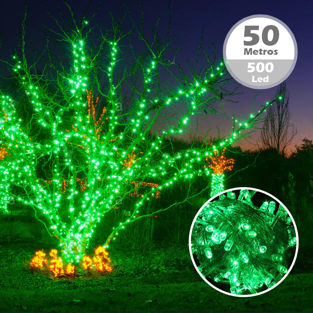 Luz Led Lineal 50 Mts 500 Led Verde Luces Navidad
