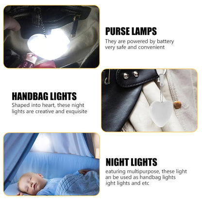 🟡 Luz led con forma de corazón, lámpara para bolso, monedero activado por movimiento táctil, luz nocturna en forma de corazón para mujer y niña, decoración con dije