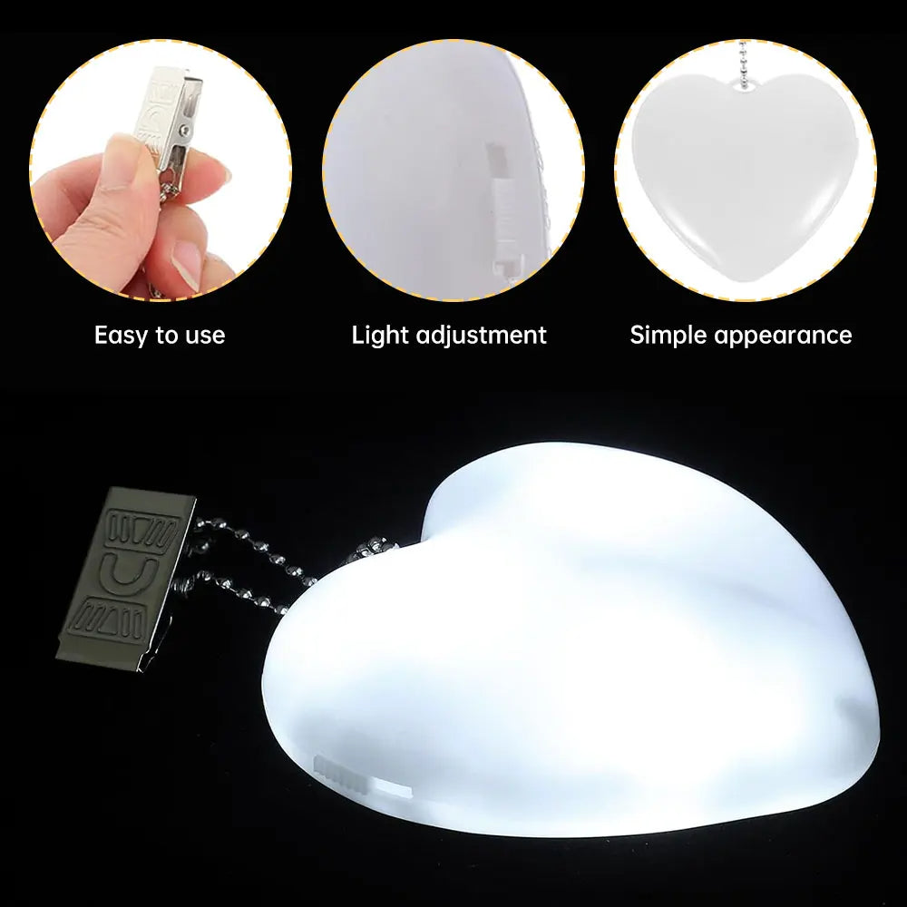 🟡 Luz led con forma de corazón, lámpara para bolso, monedero activado por movimiento táctil, luz nocturna en forma de corazón para mujer y niña, decoración con dije