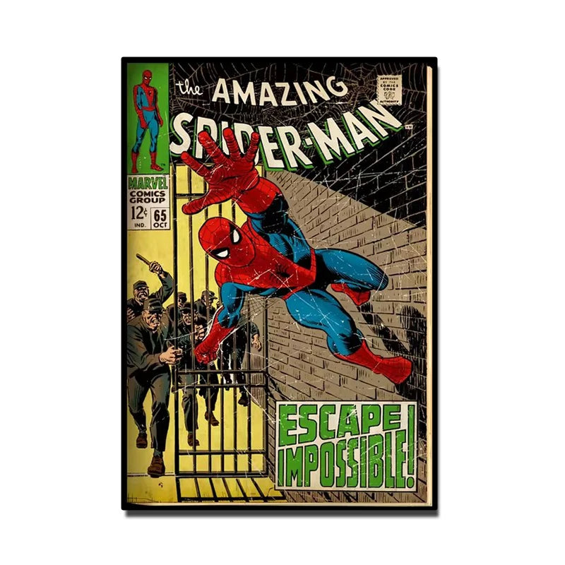 🟡 Pintura decorativa Retro de héroes, póster artístico, impresión de decoración de pared de habitación para niños y hogar