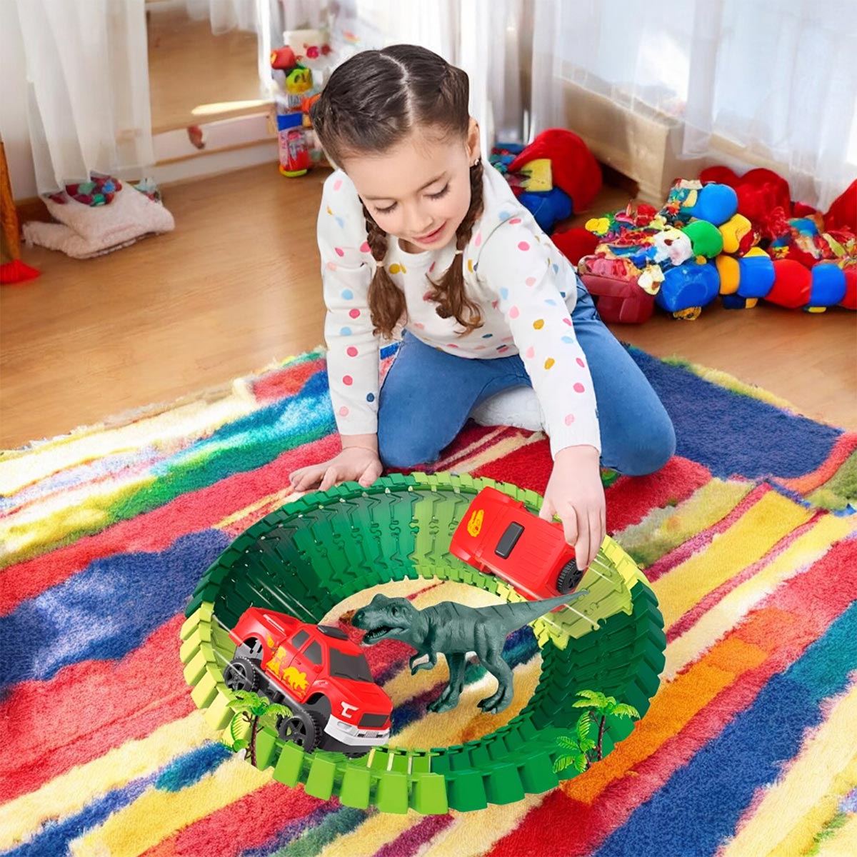 Pista dinosaurios carros