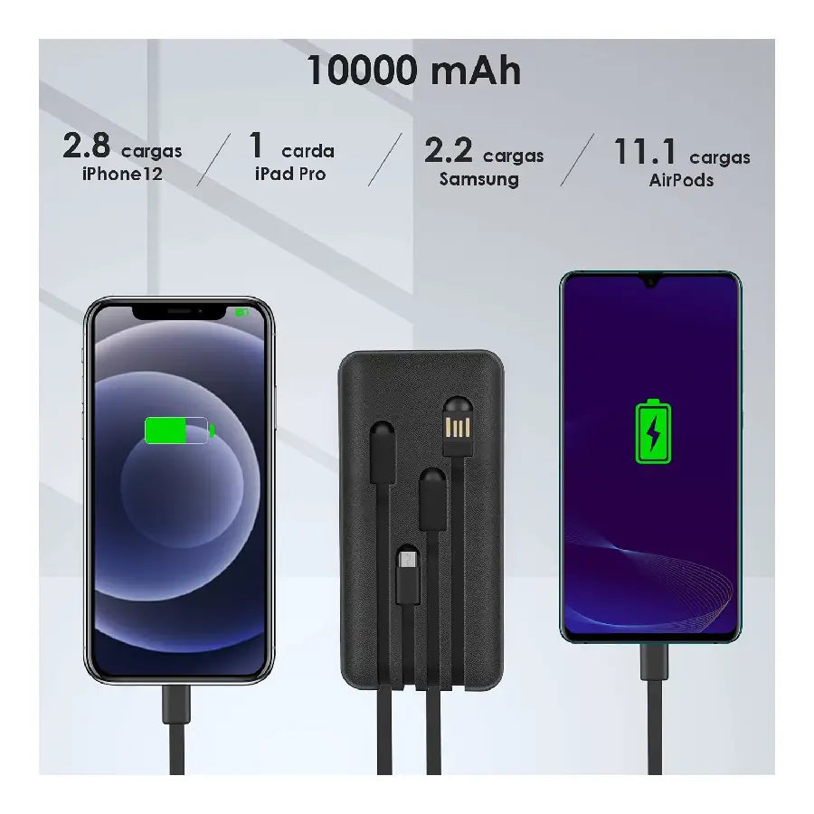Power Bank Batería 10000 Marca 1hora Gar148 | Banco de energía portátil