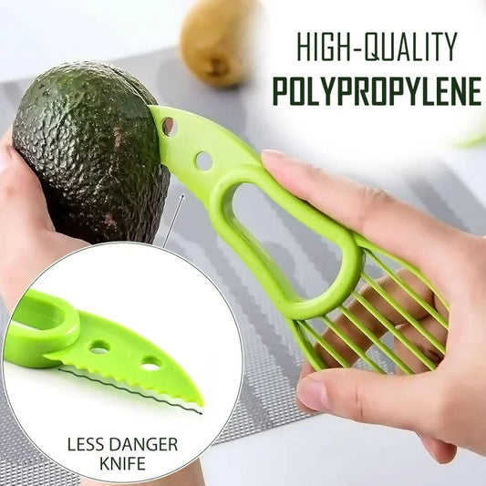 🟡 Rebanador de aguacate 3 en 1  pelador de frutas, cortador, separador de pulpa, cuchillo de plástico, herramientas de cocina para verduras, utensilios de cocina
