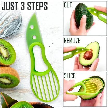 🟡 Rebanador de aguacate 3 en 1  pelador de frutas, cortador, separador de pulpa, cuchillo de plástico, herramientas de cocina para verduras, utensilios de cocina