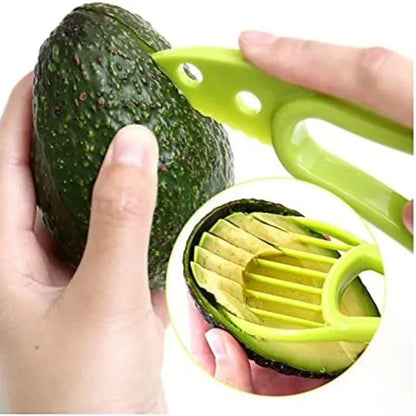 🟡 Rebanador de aguacate 3 en 1  pelador de frutas, cortador, separador de pulpa, cuchillo de plástico, herramientas de cocina para verduras, utensilios de cocina