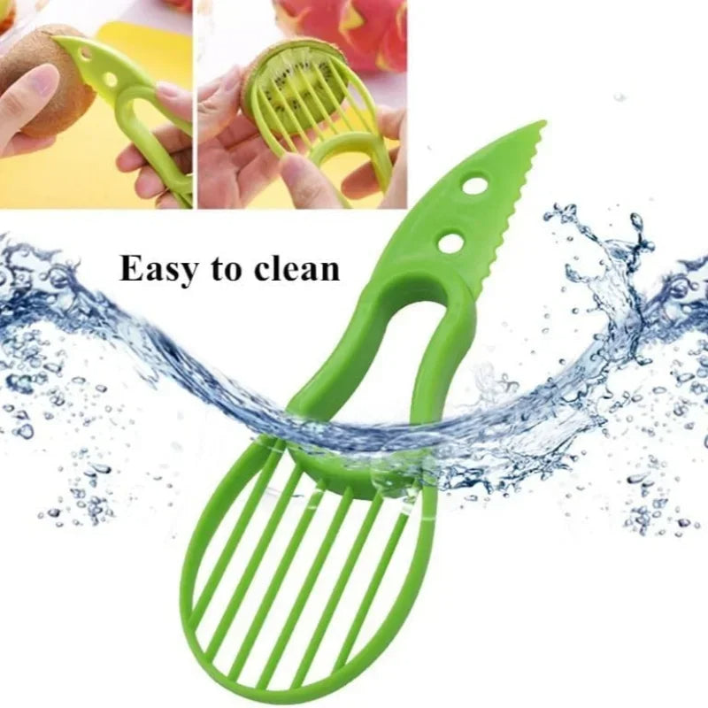 🟡 Rebanador de aguacate 3 en 1  pelador de frutas, cortador, separador de pulpa, cuchillo de plástico, herramientas de cocina para verduras, utensilios de cocina