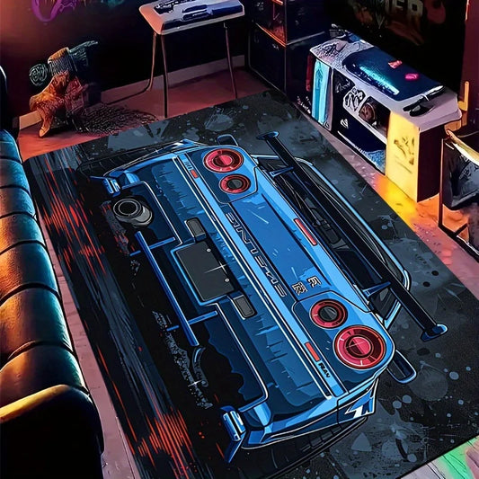 🟡Felpudo con diseño de coche deportivo, alfombra rectangular de franela para interior para sala de estar, dormitorio, cocina, entrada, alfombra decorativa antideslizante