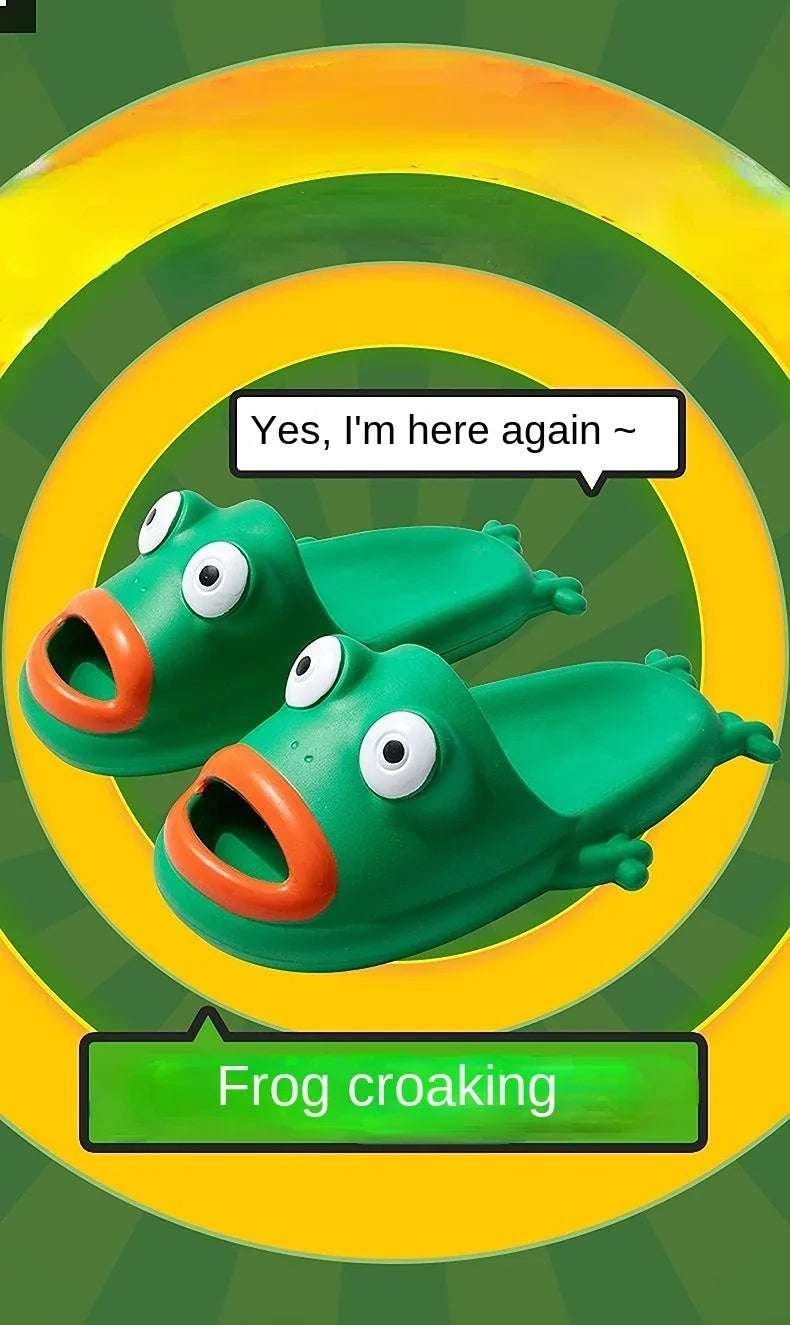 Sandalias de casa de rana, chanclas, sandalias de suela blanda, zapatos de casa antideslizantes y la para playa, chanclas Unisex extrañas con plataforma