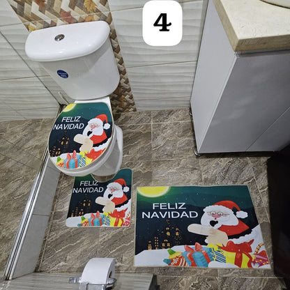 Set Tapete Para Baño Navideño