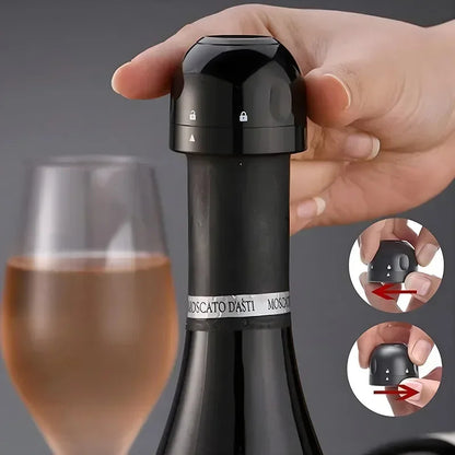 🟡 Tapón de botella con bloqueo giratorio, tapón de sellado de vino espumoso, herramienta de barra de corcho para vino tinto para el hogar