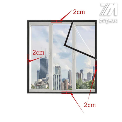 🟡 Tela plástica de sellado de película cálida y resistente al viento para ventana