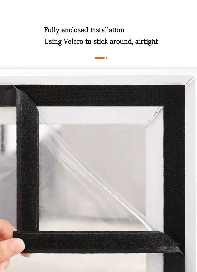 🟡 Tela plástica de sellado de película cálida y resistente al viento para ventana