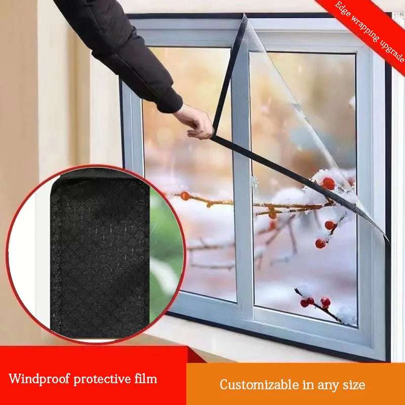 Nuevo diseño de tela plástica de sellado de película cálida y resistente al viento para ventana de invierno, cortinas a prueba de viento de invierno, aislamiento frío y anticongelante